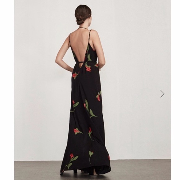 Reformation Seine Wrap Dress Black Floral - Picture 4 of 15